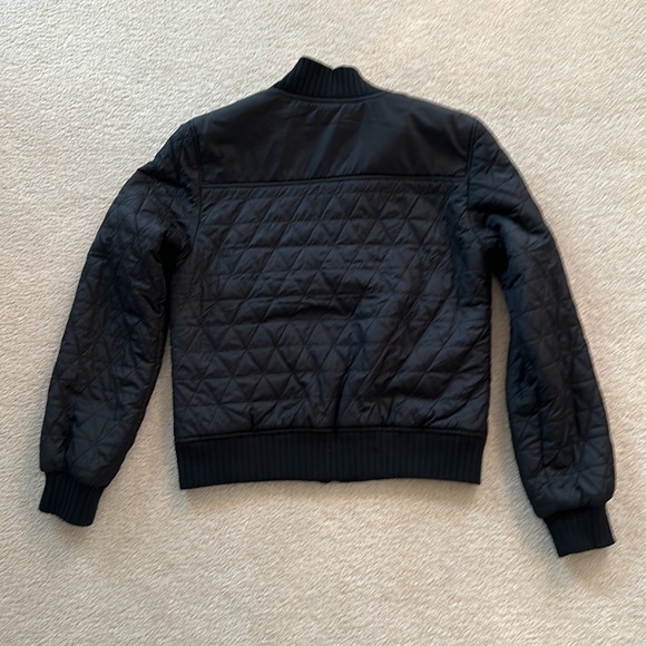 Black fleece lined PrAna bomber jacket.  Slim fit, side zip pockets. - Picture 7 of 7